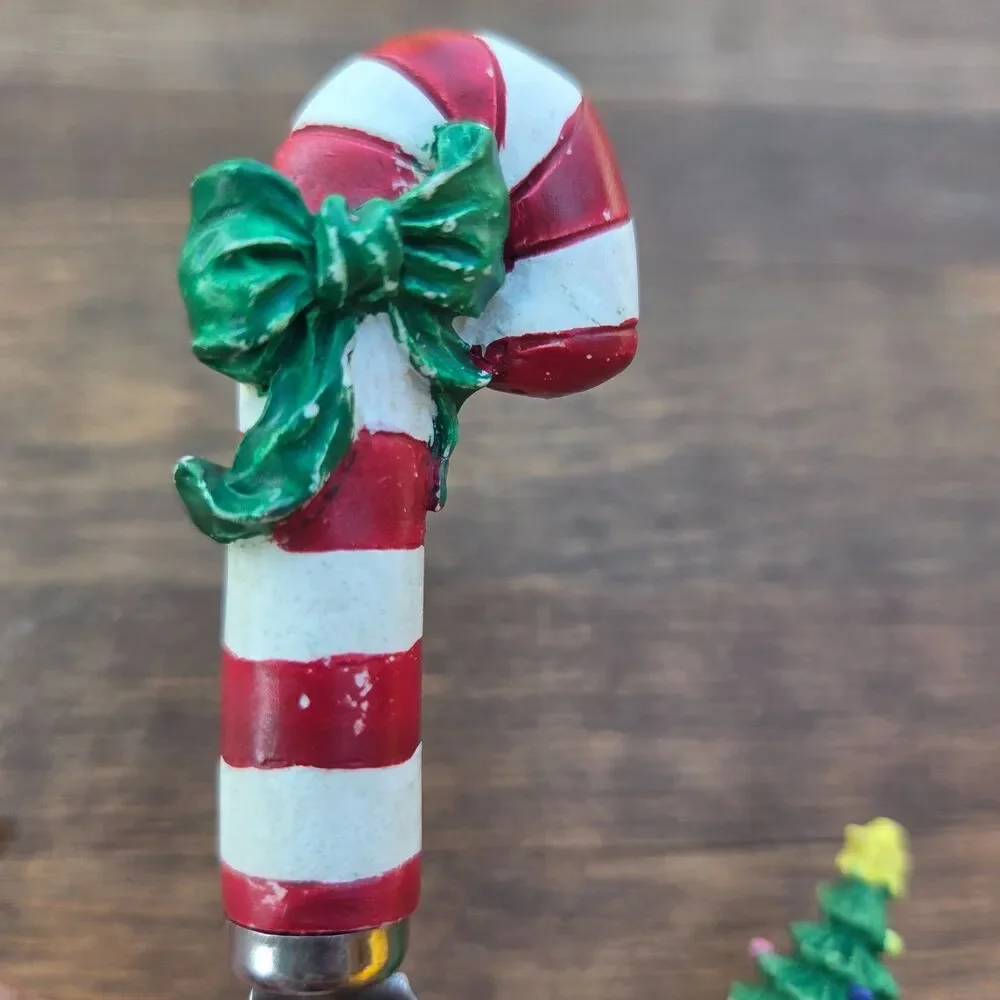 Vintage Christmas Charcuterie Serving Tool Set Santa Tree Candy Cane 4 Pc